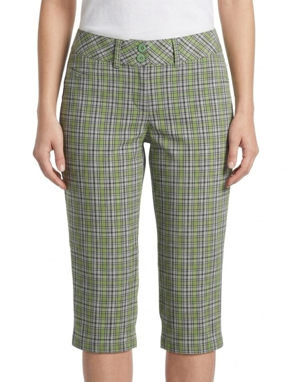 LOLE green checked Capri pants, size 4 Stretch,water repellent, quick dry